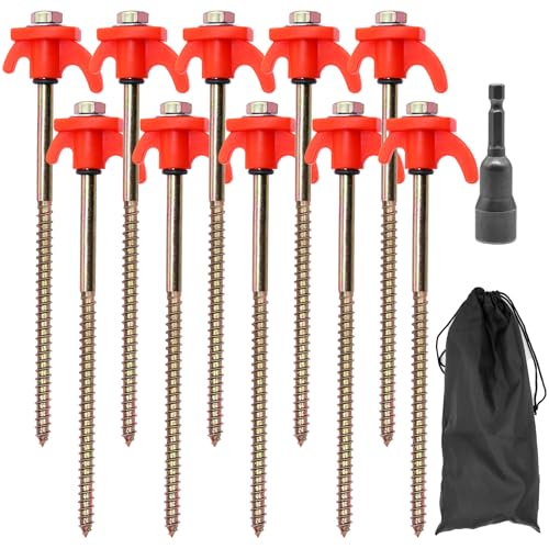 Piuluvor® 10 Stück Zeltheringe Stahl mit Gewinde, Robuste Hering Camping Zeltnägel 20cm Zelt Heringe Stark, Stabil Zeltheringe für Camping und Outdoor von Piuluvor