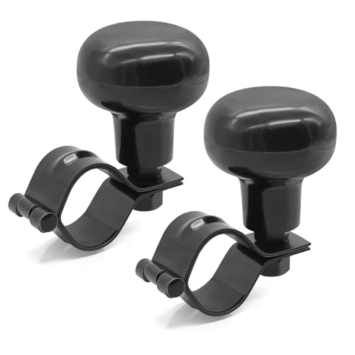Piuluvor® 2 Stück Universal Lenkradknauf Spinner, Lenkknauf Auto, Lenkhilfe Lenkradknopf, Lenkrad Knauf für Auto LKW Traktor Gabelstapler Rasenmäher Boot (Schwarz) von Piuluvor