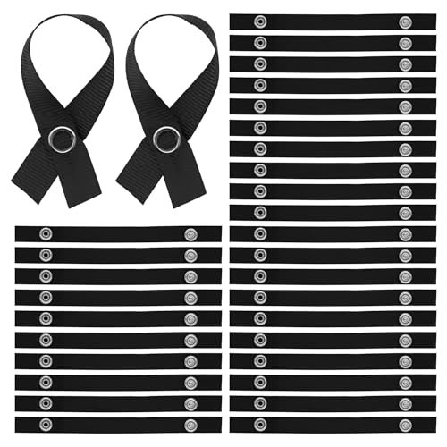 Piuluvor® 30 Stück Nähfrei-Aufhänger für Textilien 150 × 12 mm Handtuch Aufhänger Handtuchaufhänger mit Druckknopf Verschluss Nähfrei Aufhänger Schwarz für Dünnes Handtücher Lappen von Piuluvor