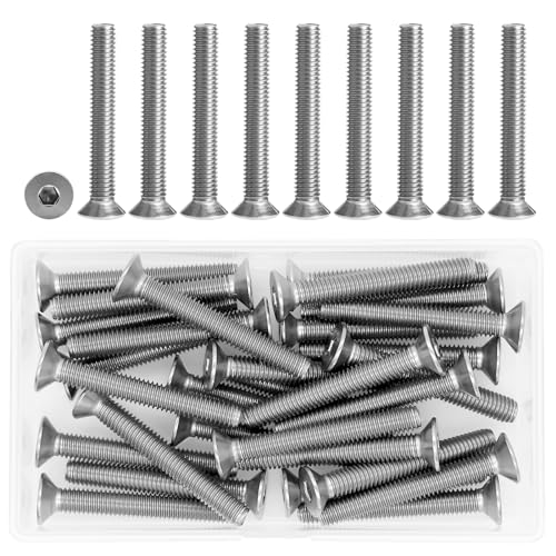 Piuluvor® 30 Stück Senkkopfschrauben M6 × 45 mm Senkschraube mit Innensechskant 304 Edelstahl Vollgewinde Schrauben Senkkopf DIN 7991 von Piuluvor