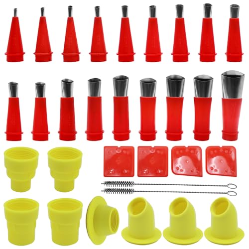 Piuluvor® Edelstahl Kartuschenspitze Set, 32 Stück Edelstahl Dichtungsdüse Dichtungsfinisher mit Silikon Abzieher zum Füllen von Lücken in Küchen, Badezimmern Fenstern von Piuluvor