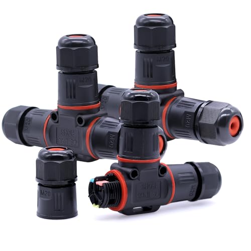 Piuluvor® IP68 Kabelverbinder Wasserdicht 3 Polig T-Form Verbindungsmuffe Erdkabel Verbinder Wasserdicht Kabelmuffe 3 Wege Verbindungsbox für Ø3-12 mm Kabeldurchmesser, 3 Stück Schwarz von Piuluvor