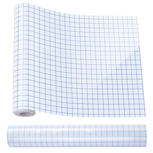 Piuluvor® Transferfolie Plotter für Plotterfolie Vinyl, Übertragungsfolie Plotter 30,5cm × 10m Vinylfolie Plotter Ausrichtungsgitter mit Schaber für Abziehbilder, Schilder, Partydekoration (Blau) von Piuluvor
