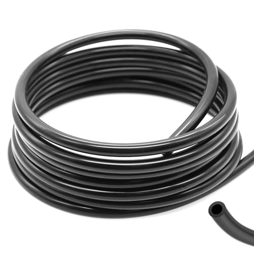 Piuluvor® Unterdruckschlauch 4mm Vakuum Silikonschlauch Unterdruckschlauch Kfz, Innendurchm 4mm Außendurchm 8mm Länge 3m (Schwarz) von Piuluvor