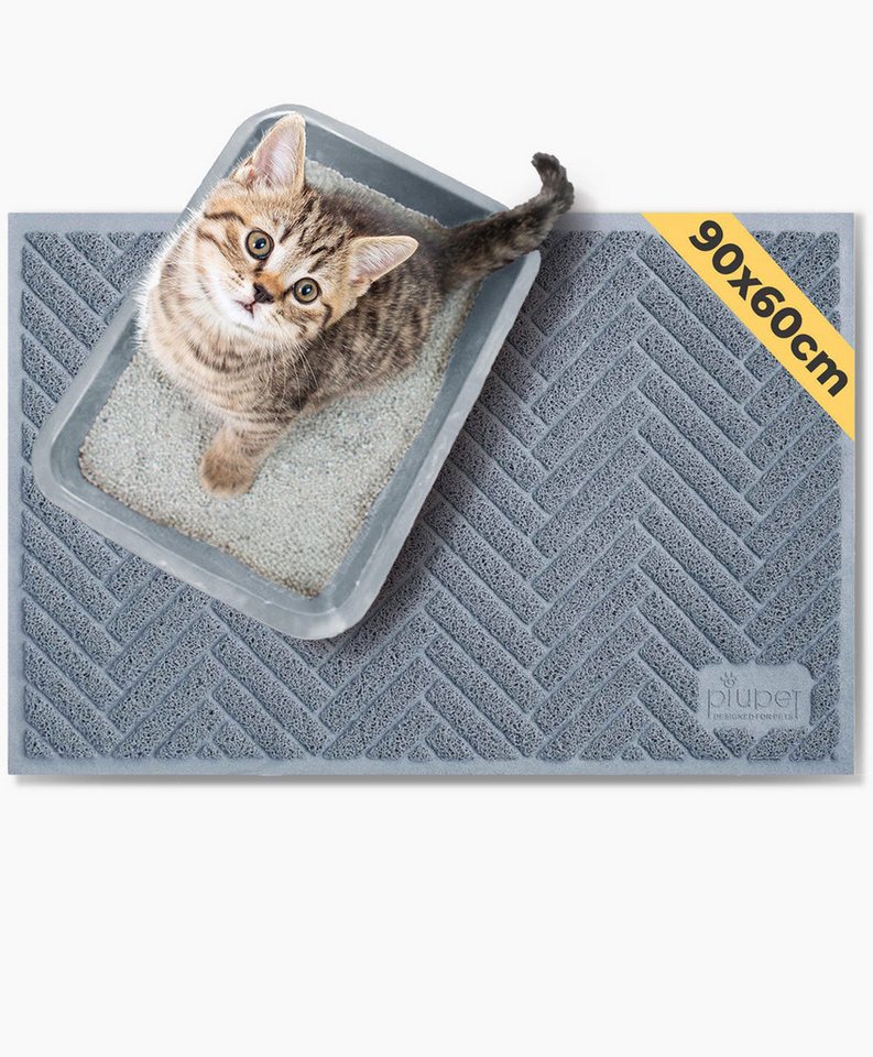 Piupet Antirutschmatte Katzenstreu Matte I Katzenmatte Katzenklo I XXL I 90cm x 60cm, Anti-Rutsch-Beschichtung, feucht abwischbar, wasserabweisend von Piupet