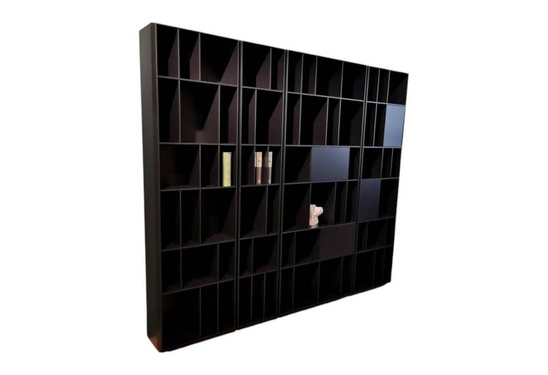 Piure Anbauschrank Wohnwand Flex MDF Mattlack P43 Coal Schwarz 250x216 von Piure