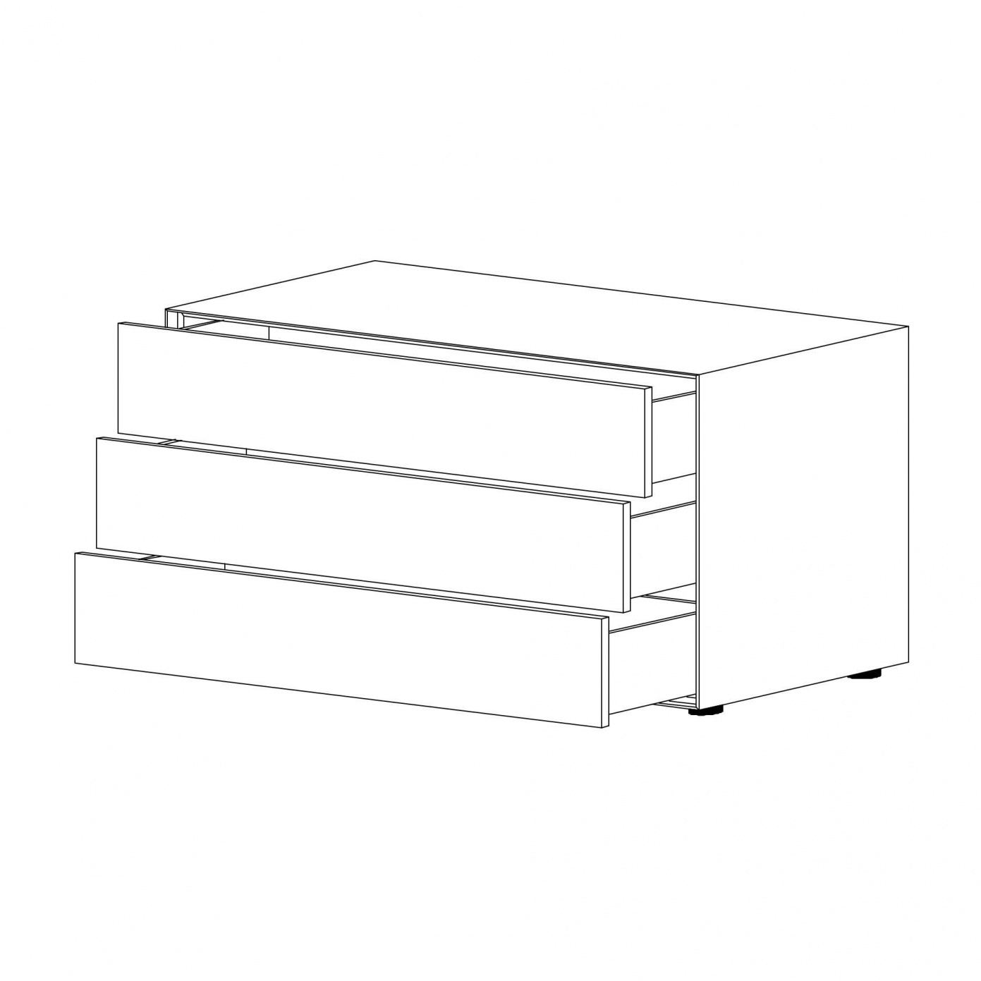 Piure - Nex Pur Box Schubkastenbox/Kommode 120x75cm - weiß RAL 9016/MDF matt lackiert/mit Gleitfüße/3 Schubladen von Piure