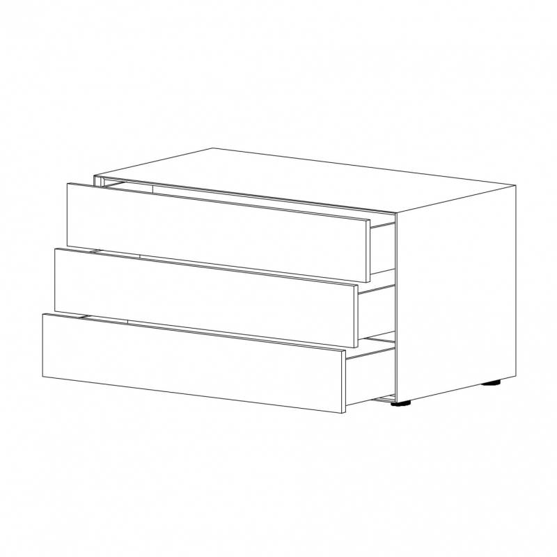 Piure - Nex Pur Box Schubkastenbox/Kommode 120x75cm - weiß RAL 9016/MDF matt lackiert/mit Gleitfüße/3 Schubladen von Piure