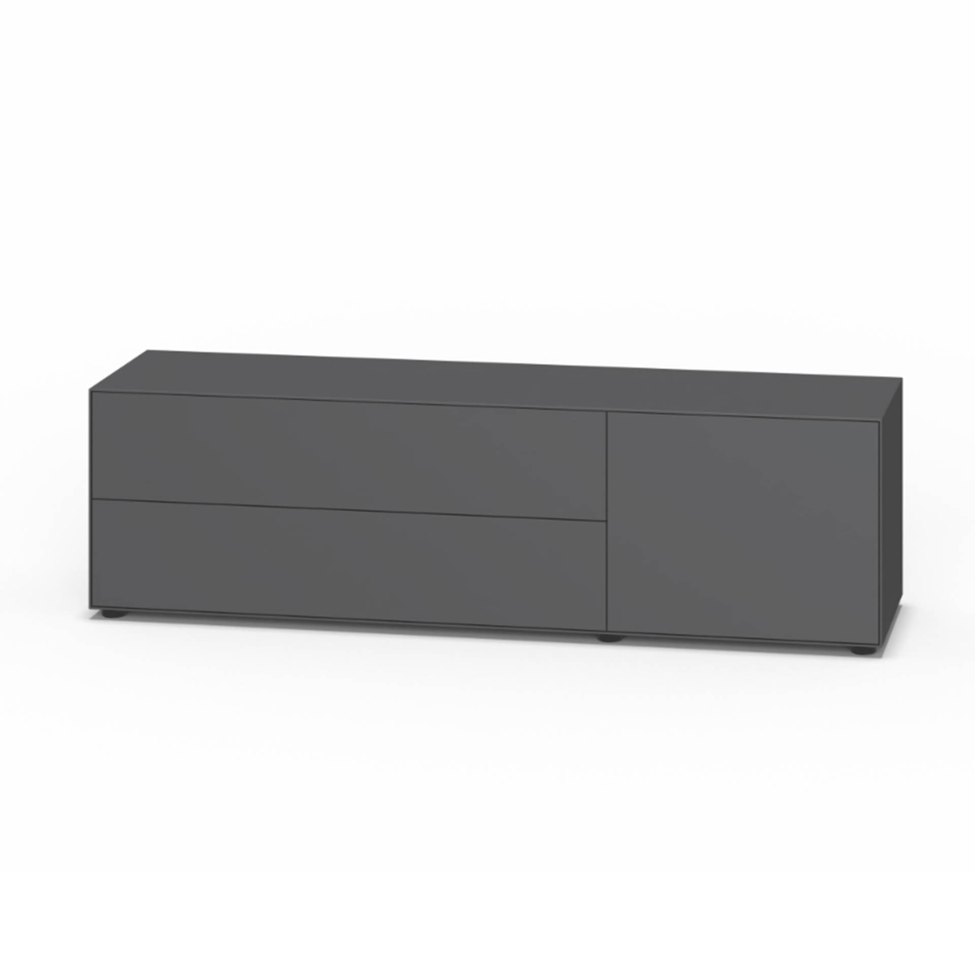 Piure - Nex Pur Box Schubkastenbox/Kommode 180x52,5cm - graphit/MDF matt lackiert/mit Gleitfüße/inkl. Verstärkungsschiene von Piure