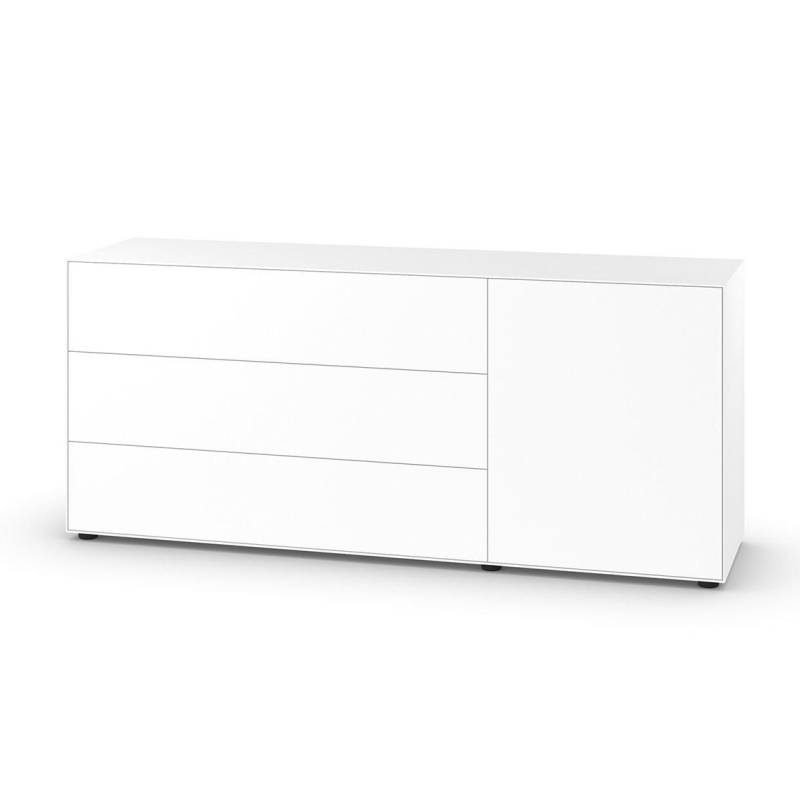 Piure - Nex Pur Box Sideboard mit Tür 180x75x48cm - weiß RAL 9016/MDF matt lackiert/BxHxT 180x75x48cm/mit Gleitfüße von Piure