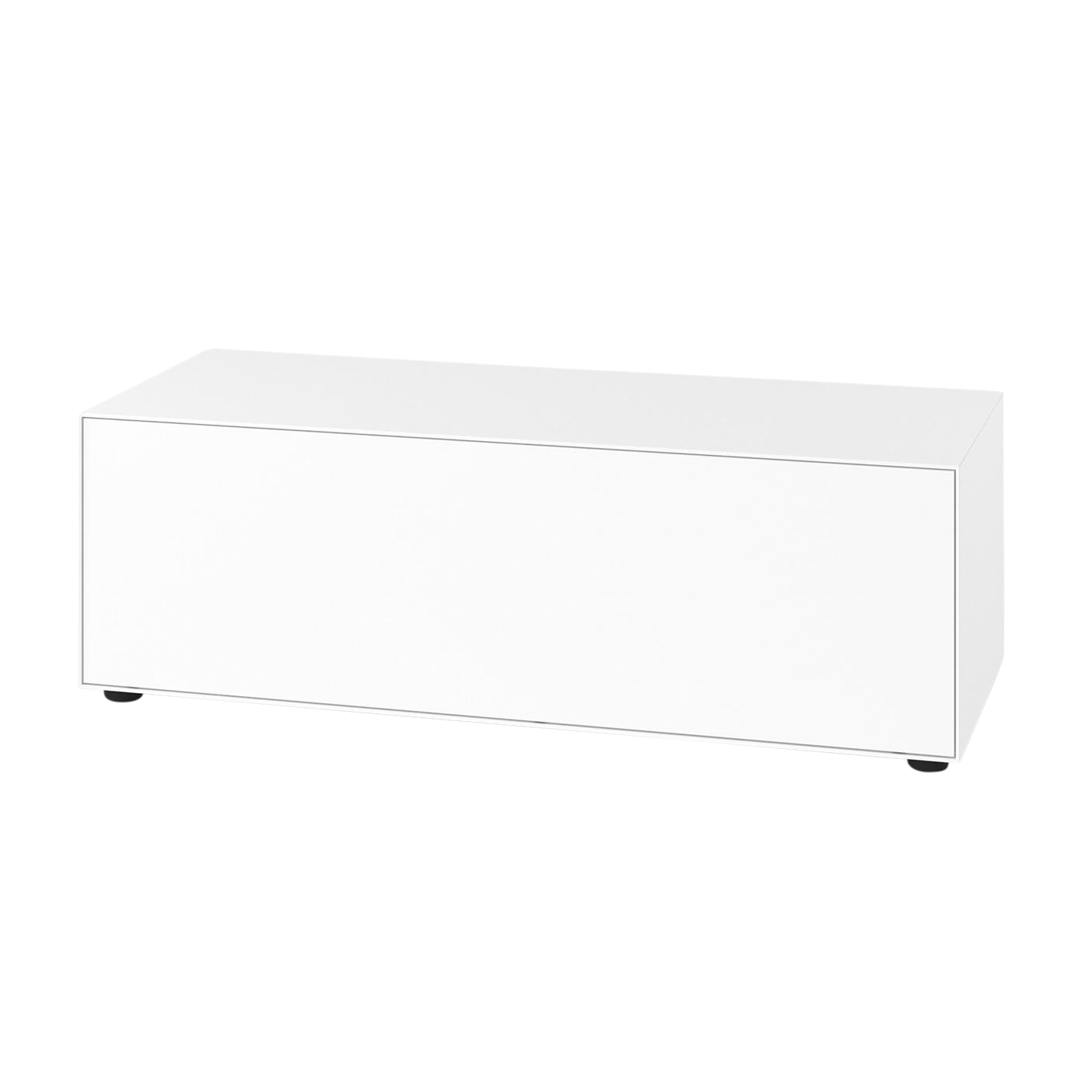 Piure - Nex Pur Box TV-Box 120x40x48cm - weiß RAL 9016/MDF matt lackiert/mit Gleitfüße/2 Fachböden/2 Kabelauslässe von Piure