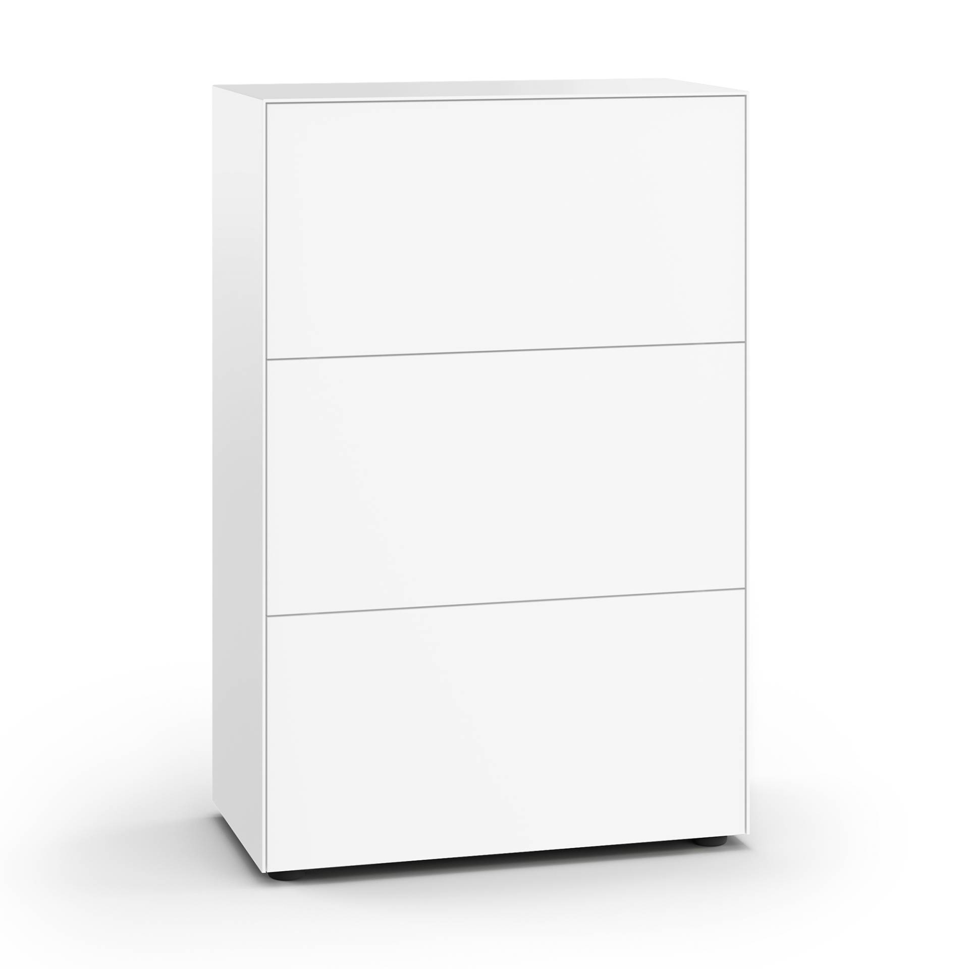 Piure - Nex Pur Office Klapptürbox 75x40x112,5cm - weiß RAL 9016/MDF matt lackiert/mit Gleitfüßen H 3cm/2x Fachboden von Piure