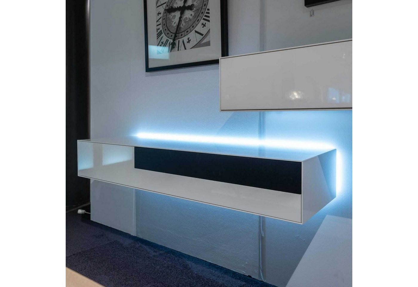 Piure Sideboard Kommode Box Twin Schub Links Hängend H01 Hochglanz Weiß von Piure