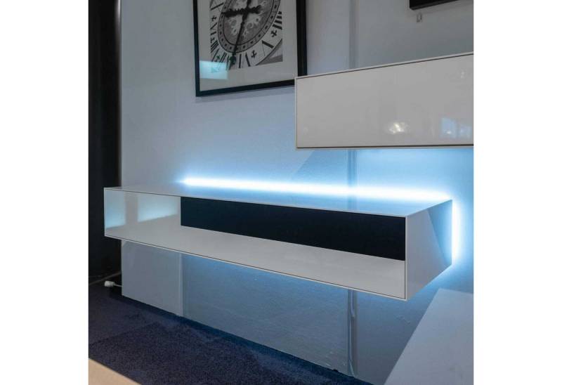 Piure Sideboard Kommode Box Twin Schub Links Hängend H01 Hochglanz Weiß von Piure