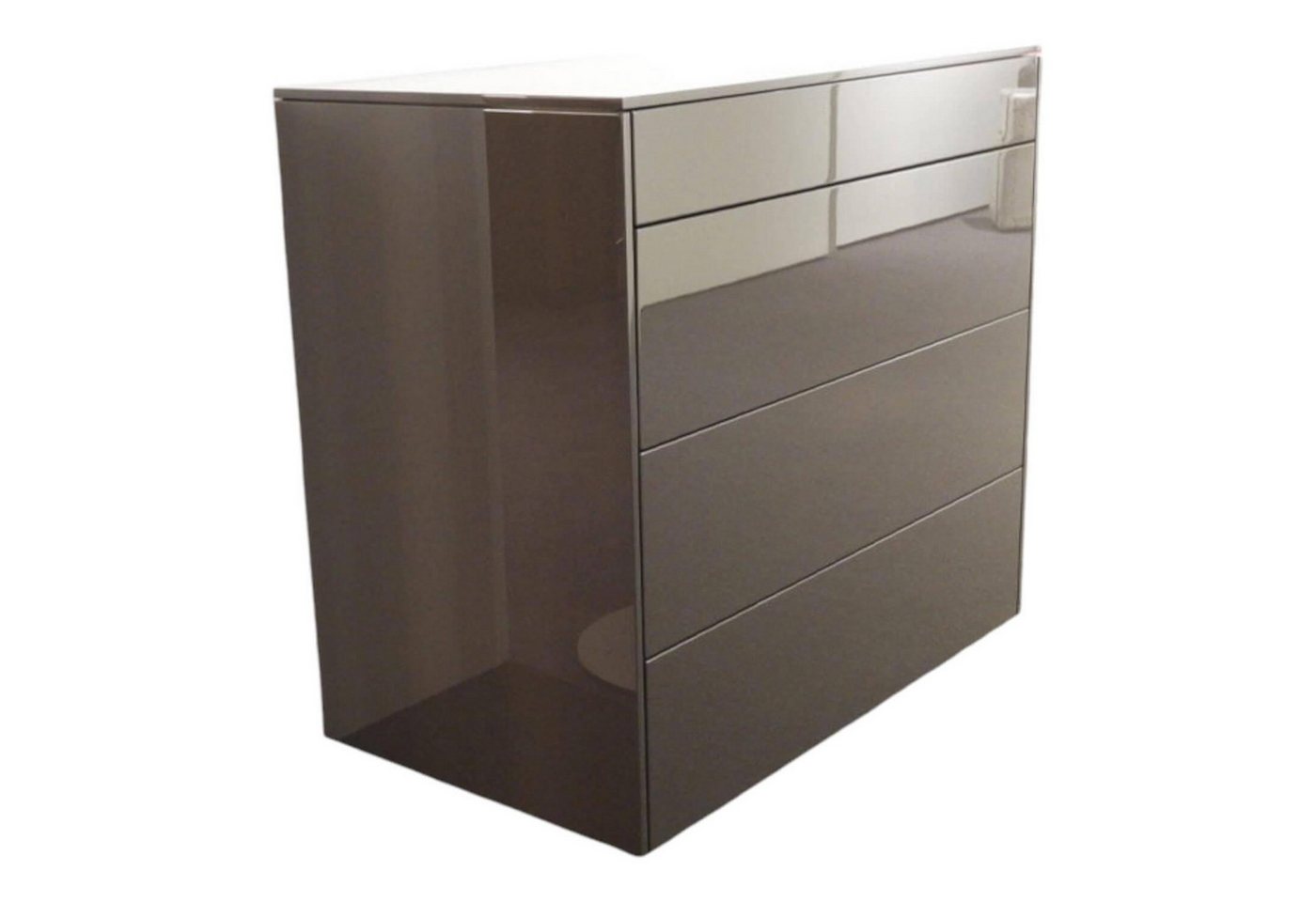 Piure Sideboard Kommode Line Lack Coffee Hochglänzend Grau MDF Mit 4 Schubläden von Piure