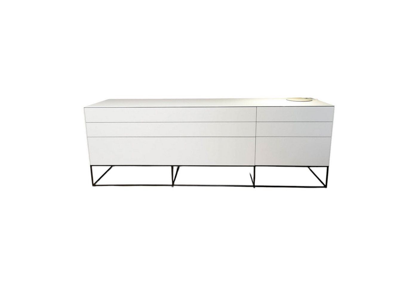 Piure Sideboard Sideboard Nex Side Cool Grey Grau Hochglanz mit 2 Schubladen von Piure