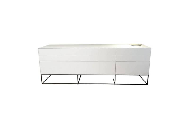 Piure Sideboard Sideboard Nex Side Cool Grey Grau Hochglanz mit 2 Schubladen von Piure