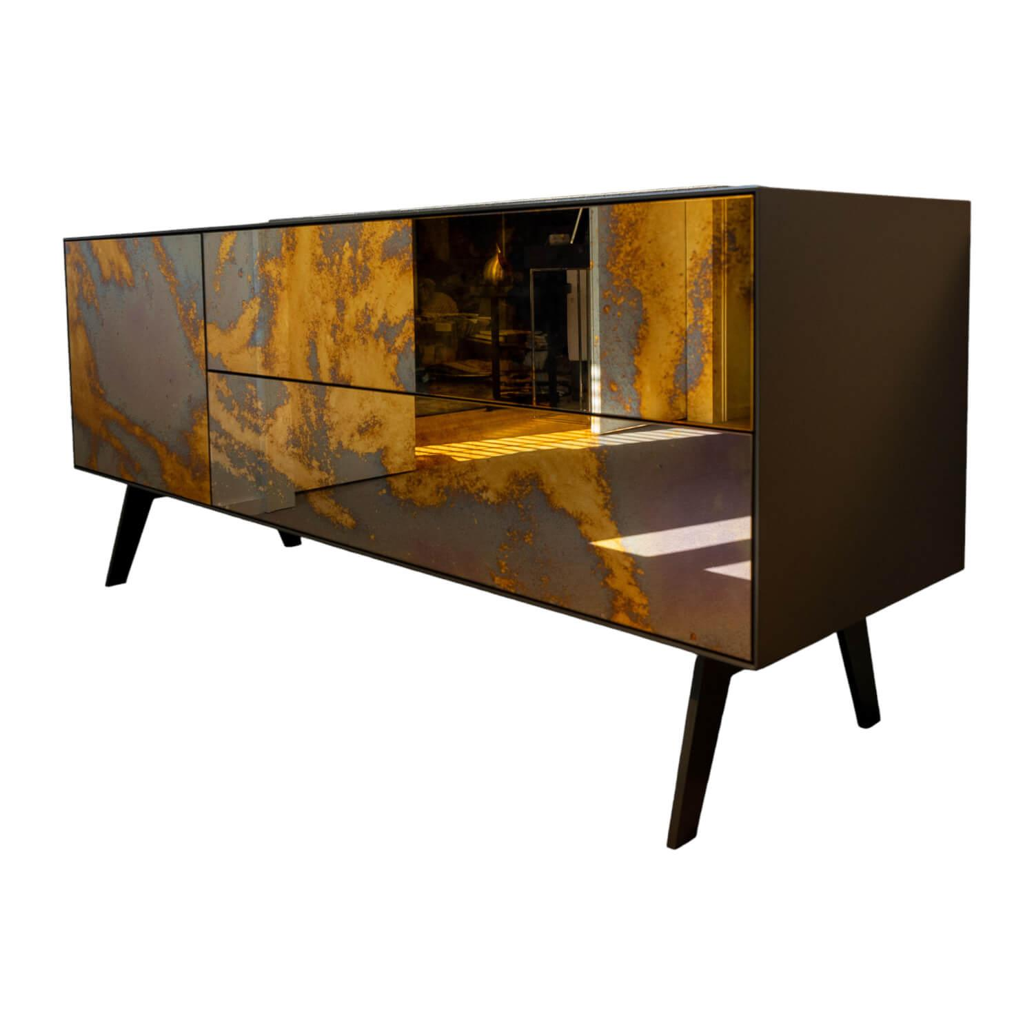 Sideboard Glamour Spiegel Belano Lack Matt Anthrazit P39 von Piure