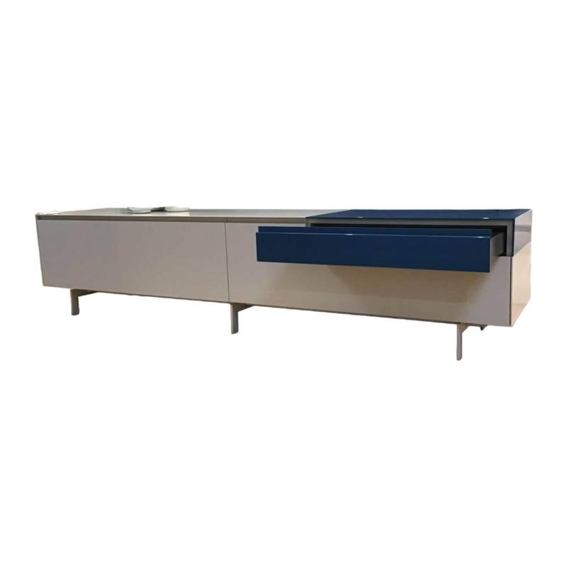 Sideboard Nex Lack Matt Dune 1 Ladenelement In Hochglanz Blue Fußgestell Lack Ma... von Piure