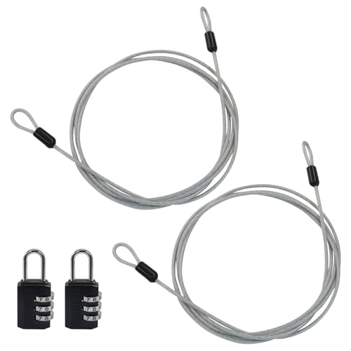 Piutouyar 2 Stück 6,6 Fuß 3 mm Sicherheitskabel mit 2 Stück Schloss, geflochtenes Stahl-Sicherheitskabelschloss, Gepäckschloss, Draht, Doppelschlaufe für Gepäck Piutouyar 2 Stück 6,6 Fuß 3 mm Sicherheitskabel mit 2 Stück Schloss, geflochtenes Stahl-Sicherheitskabelschloss, Gepäckschloss, Draht, Doppelschlaufe für Gepäck von Piutouyar