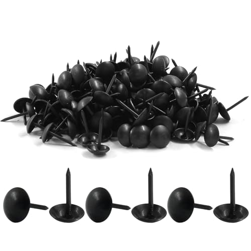 Piutouyar 200 Stück schwarze Polsternägel, antikes Metall, runder Kopf, Polsternadeln für Polstermöbel, Korkplatten, DIY-Projekte oder Heimdekoration, 9 x 15 mm von Piutouyar