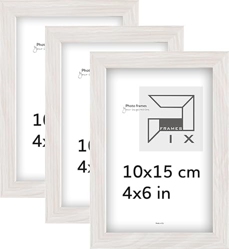 Pix FRAMES 3er Bilderrahmen Set 10x15 cm - Holzrahmen für Foto - Rahmen mit Scheiben aus acrylglas - Rahmen zum Aufhängen und Aufstellen - Modern Photo Frame - Grau von Pix FRAMES