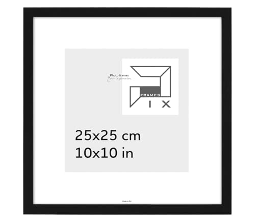 Pix FRAMES Bilderrahmen 25x25cm - Holzrahmen für Foto - Rahmen mit Scheiben aus acrylglas - Rahmen zum Aufhängen - Modern Photo Frame - Schwarz von Pix FRAMES