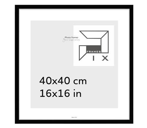 Pix FRAMES Bilderrahmen 40x40cm - Holzrahmen für Foto - Rahmen mit Scheiben aus acrylglas - Rahmen zum Aufhängen - Modern Photo Frame - Schwarz von Pix FRAMES