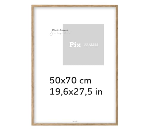 Pix FRAMES Bilderrahmen 50x70 cm - Holzrahmen für Foto - Rahmen mit Plexiglas - Rahmen zum Aufhängen - Modern Photo Frame - Eiche von Pix FRAMES