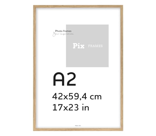 Pix FRAMES Bilderrahmen A2, 42x60 cm - Holzrahmen für Foto - Rahmen mit Plexiglas - Rahmen zum Aufhängen - Modern Photo Frame - Eiche von Pix FRAMES