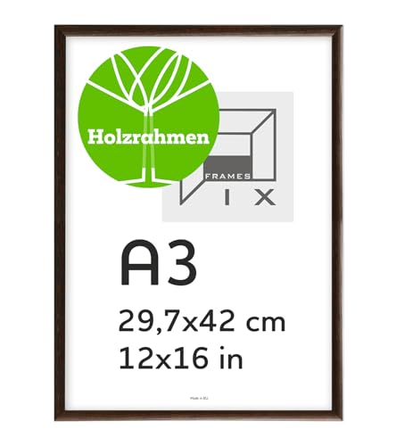 Pix FRAMES Bilderrahmen A3 - Fotorahmen aus Holz - Rahmen mit Scheiben aus acrylglas - Rahmen zum Aufhängen - Modern Photo Frame - 29,7x42 cm - Dunkelbraun Pix FRAMES Bilderrahmen A3 - Fotorahmen aus Holz - Rahmen mit Scheiben aus acrylglas - Rahmen zum Aufhängen - Modern Photo Frame - 29,7x42 cm - Dunkelbraun von Pix FRAMES