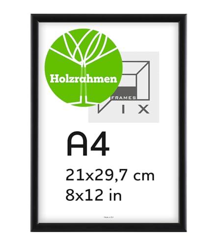 Pix FRAMES Bilderrahmen A4- Fotorahmen aus Holz - Rahmen mit Scheiben aus acrylglas - Rahmen zum Aufhängen und Aufstellen - Modern Photo Frame - 21x29,7 cm - Schwarz Pix FRAMES Bilderrahmen A4- Fotorahmen aus Holz - Rahmen mit Scheiben aus acrylglas - Rahmen zum Aufhängen und Aufstellen - Modern Photo Frame - 21x29,7 cm - Schwarz von Pix FRAMES