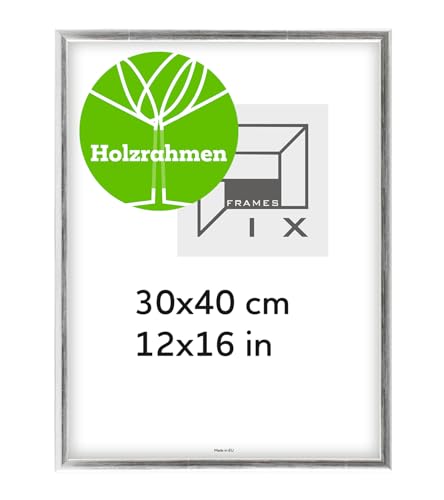 Pix FRAMES Bilderrahmen - Fotorahmen aus Holz - Rahmen mit Scheiben aus acrylglas - Rahmen zum Aufhängen - Modern Photo Frame - 30x40 cm - Silber von Pix FRAMES