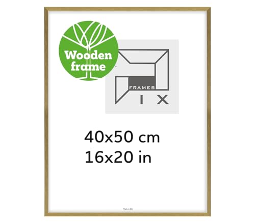 Pix FRAMES Bilderrahmen Holz - Holzrahmen mit Scheiben aus acrylglas - Picture Frame - Holzbilderrahmen - Holz Bilderrahmen - Fotorahmen 40x50 cm - Gold Pix FRAMES Bilderrahmen Holz - Holzrahmen mit Scheiben aus acrylglas - Picture Frame - Holzbilderrahmen - Holz Bilderrahmen - Fotorahmen 40x50 cm - Gold von Pix FRAMES