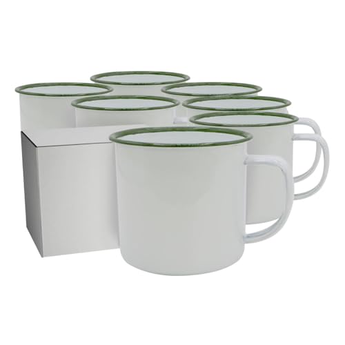 PixColor - Packung mit 12 Metall-Sublimationstassen mit Henkel | grüner Rand | 350 ml Fassungsvermögen | AA-Qualität | Einzelverpackung mit jeder Tasse | by Club Náutico PixColor - Packung mit 12 Metall-Sublimationstassen mit Henkel | grüner Rand | 350 ml Fassungsvermögen | AA-Qualität | Einzelverpackung mit jeder Tasse | by Club Náutico von PixColor