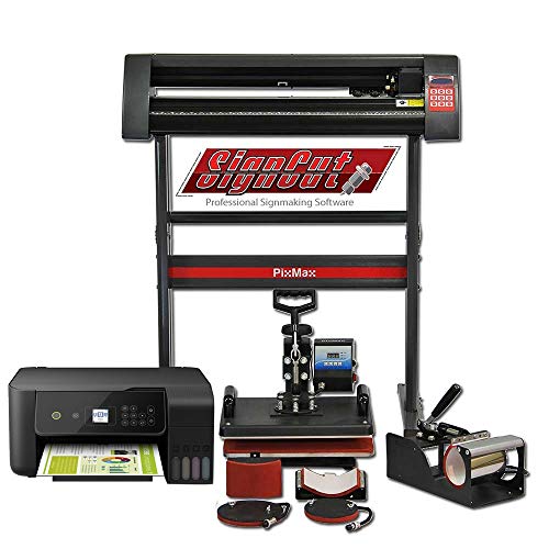 Monster Shop PixMax 5 in 1 Multifunktion Da Vinci Hitzepresse Transferpresse T-Shirtpresse Tassenpresse Tellerpresse Mützenpresse inklusive Schneideplotter Plotter Sublimationsdrucker von PixMax