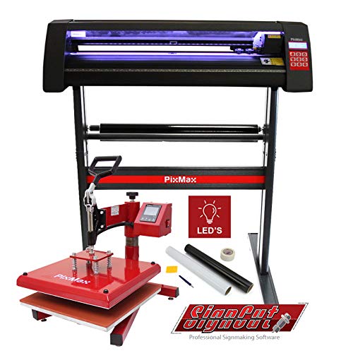 Vinyl Schneideplotter mit LED Folienplotter Schneideplotter Plotter inklusive 3 x Roland-Messer 38 x 38cm Transferpresse SignCut Software von PixMax