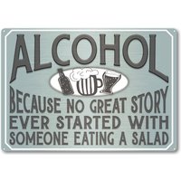 Alkohol Salat Metall Tafel Schild Funny Retro Vintage. Gin Prosecco Wine Shot Beer Ale Geschenk Shed Pub Man Cave Whisky Cocktail Aluminium von PixPrintUK