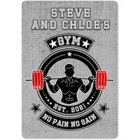 Personalisierte Home Gym Zeichen Plaque. Kein Schmerz Kein Gewinn Metal Zeichen. Den Mancave Garage. Schrauben Löcher, Sticky Pads. Fitness Health von PixPrintUK