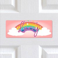 Personalisierter Name Metall Regenbogen Wolken Mädchen Schlafzimmer Türschild Schild Für Kinder. Rosa Neuheit Kinderzimmer Wasserfest Aluminium von PixPrintUK