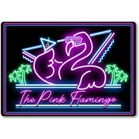 Pink Flamingo Bar Schild Metall Achtziger 80Er Jahre Neon Cocktail Nachtclub Stil. Home Pub Shed Man Cave Beach Island Verschiedene Größen Und Stile von PixPrintUK