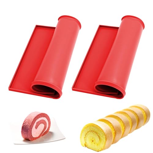 2 Stück Silikon Backmatte - Antihaftbeschichtet Backblech, Dauerbackmatte Mitrand, Rutschfest Swiss Roll Backblech Biskuitrolle Rollmatte Groß Roll Kuchen Matte für Kochen, Backen, Keksen von Pixaro