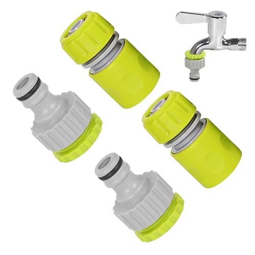 4 Stück Wasserhahn Anschluss - 2 Stück Gartenschlauch 3/4 und 2 Stück Zoll 1/2 Zoll Bahnverbinder, Kunststoff Garten Wasserhahn Adapter, Gewinde Anschluss Hahnadapter, Schlauchanschluss Wasserhahn von Pixaro