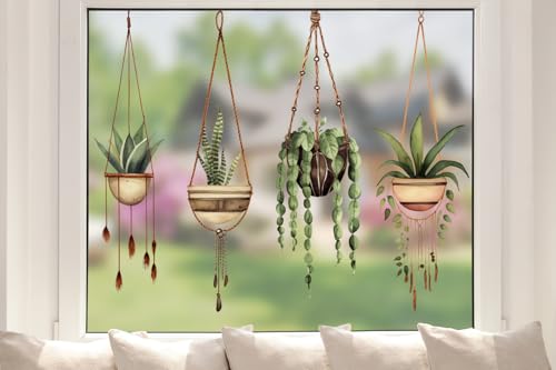 Pixblick Fensteraufkleber - Boho Stil: 6 hängende Pflanzen I Selbstklebend & Wiederverwendbar I Made in Germany von Pixblick