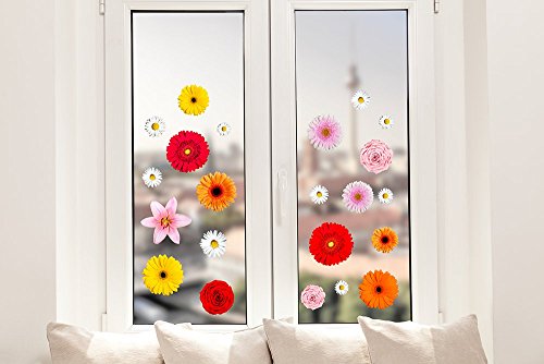 Pixblick Fenstersticker - Bunte Blumenmischung I Made in Germany I Wiederverwendbar von Pixblick