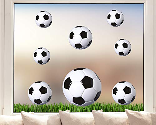 Pixblick Fenstersticker - Fußbälle auf Fußballrasen I Made in Germany I Wiederverwendbar von Pixblick