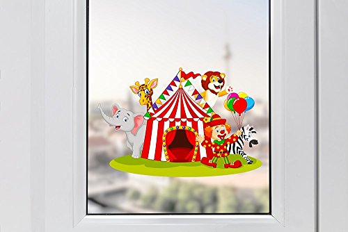 Pixblick Fenstersticker - Zirkus fürs Kinderzimmer I Made in Germany I Wiederverwendbar von Pixblick