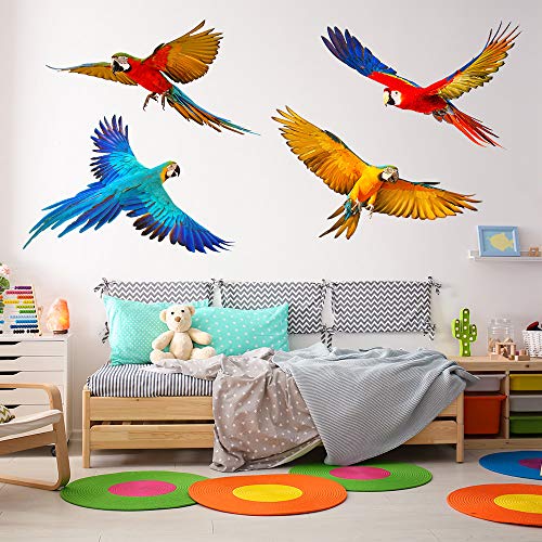 Pixblick Wandtattoo: 4 große fliegende Papageien I Fotorealistisch I Selbstklebend I Made in Germany von Pixblick