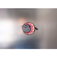 Pusheen Donut Kühlschrankmagnet - Graue Katze Home Decor Geschenk Für Geek Und Nerd von PixelNerdEU