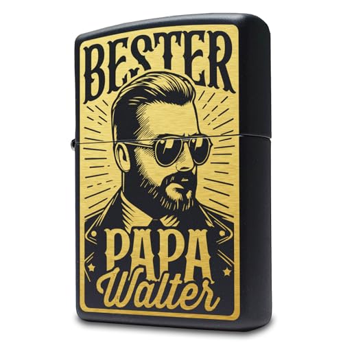 Cooler Papa Zippo Feuerzeug mit personalisierter Gravur, Sturmfeuerzeug | Geschenk für Männer Bester Papa von Pixelstudio